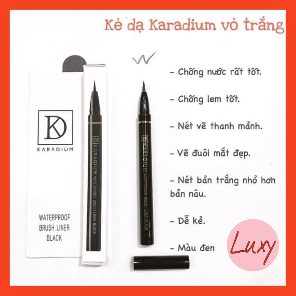 [Chính Hãng] Bút Kẻ Mắt Karadium Waterproof Brush Liner Black Siêu Mảnh, Chống Trôi, Chống Lem - LUXYCOSMETIC