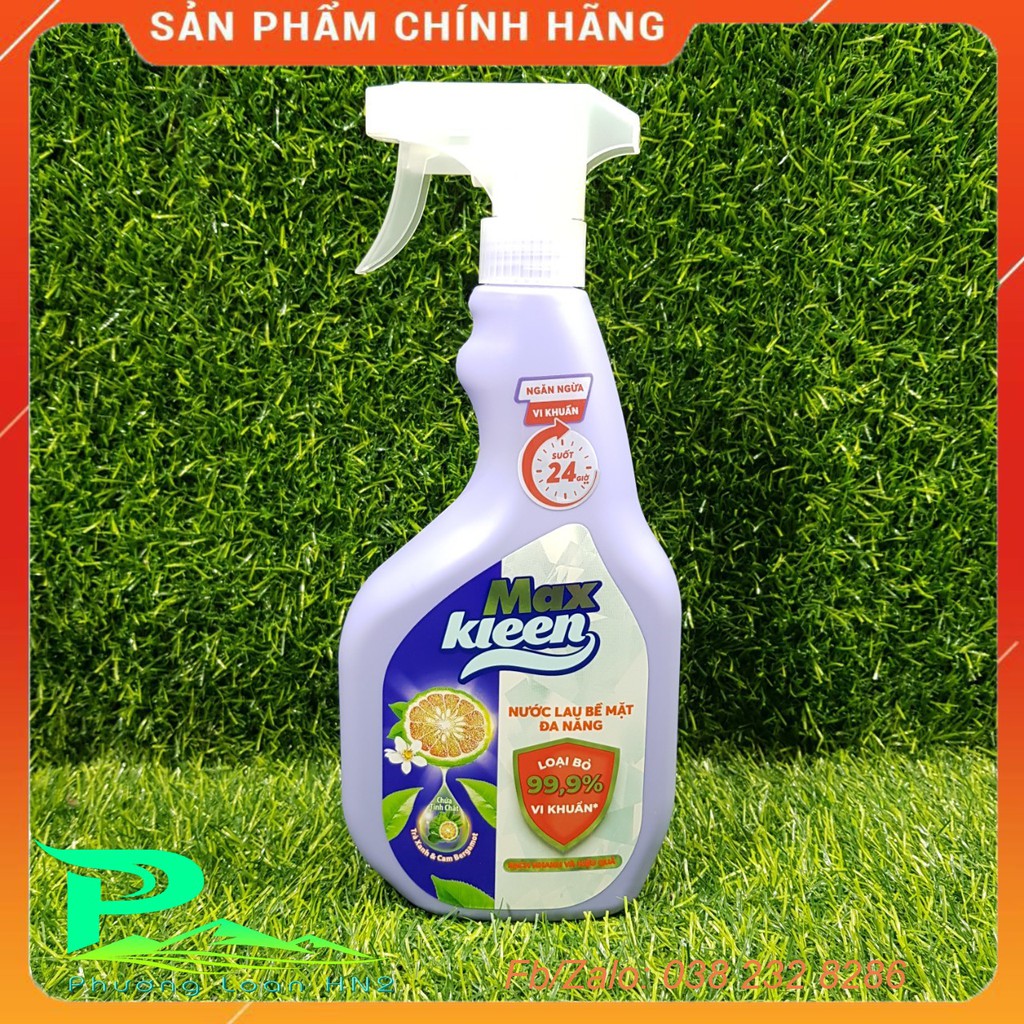 Nước lau bề mặt đa năng MaxKleen diệt khuẩn, ngăn ngừa vi khuẩn - chai xịt 520ml