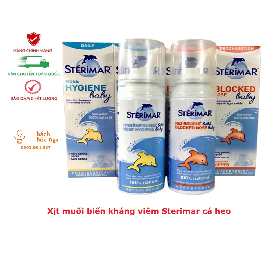 Xịt thông mũi muối biển cá heo của Pháp (chai 100ml) vệ sinh, kháng khuẩn mũi cho bé