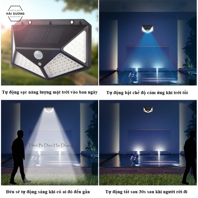 Đèn led đa giác cảm biển hồng ngoại năng lượng mặt trời (100/114 mắt led)
