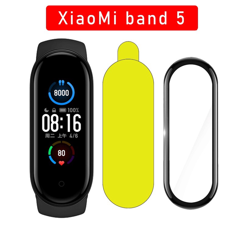 Miếng Dán Kính Cường Lực Bảo Vệ Màn Hình Trong Suốt 3D Cho Xiaomi Miband Mi Band 5