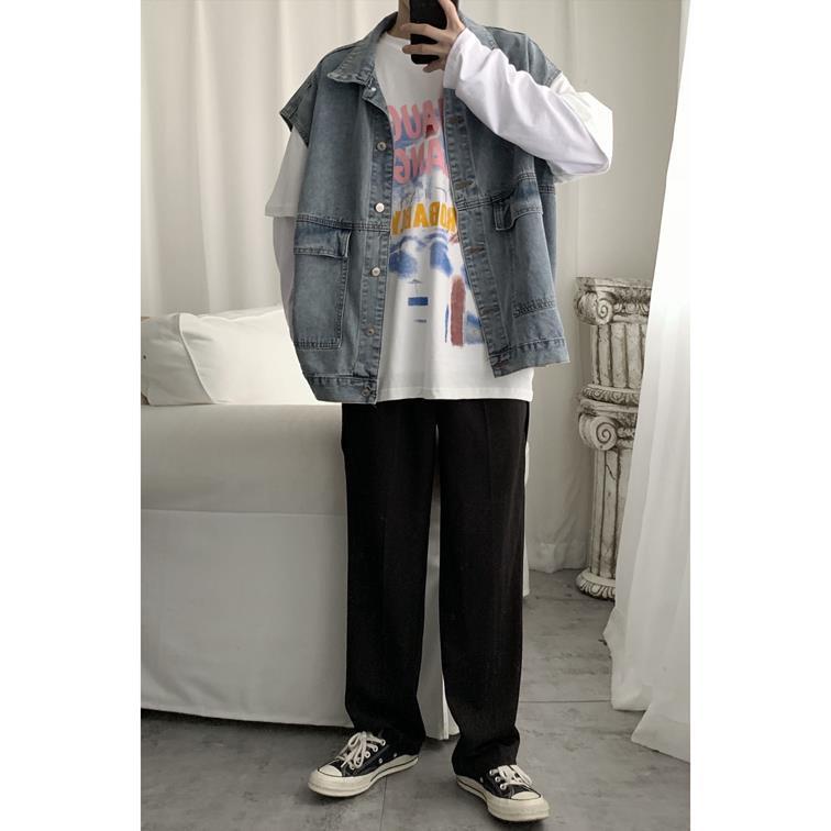 Áo Khoác Denim Không Tay Dáng Rộng Thời Trang Hàn Quốc 2019 Dành Cho Nam