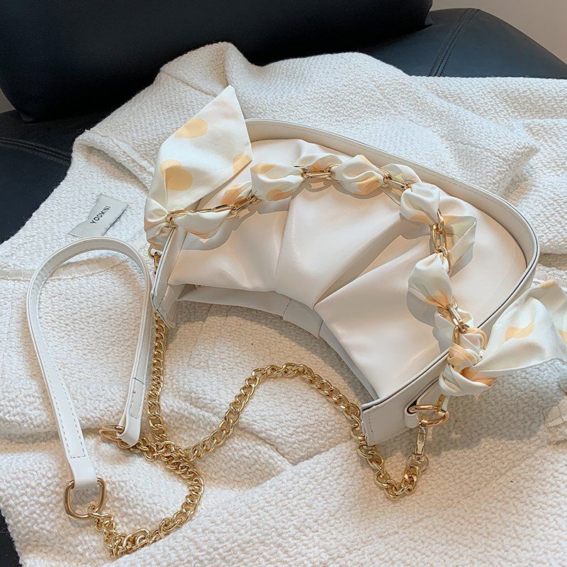 Túi Xách Đeo Dưới Cánh Tay Màu Trắng Quai Xích TTF308