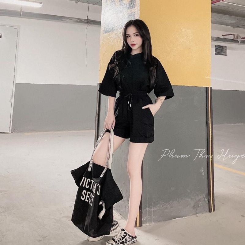 [Chất Đep] Set Đùi Trơn Thụng Cộc Tay Mát💖FREESHIP💖 Set Quần Short Áo Phom Rộng Tay Lỡ Xinh xắn | BigBuy360 - bigbuy360.vn