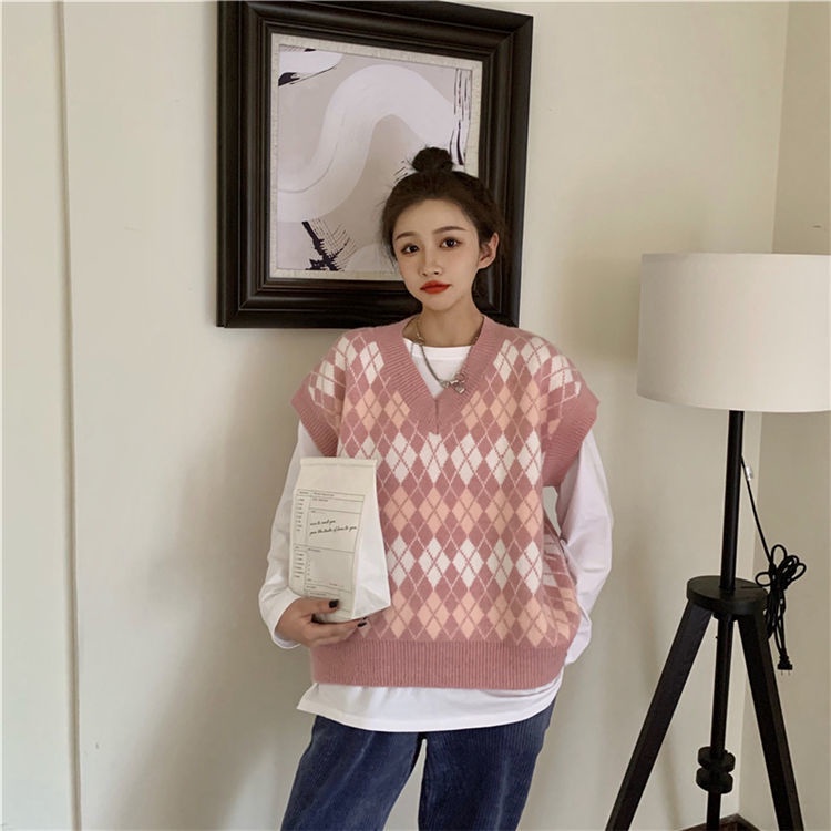 Áo len không tay họa tiết sọc caro thời trang dành cho nữ | BigBuy360 - bigbuy360.vn