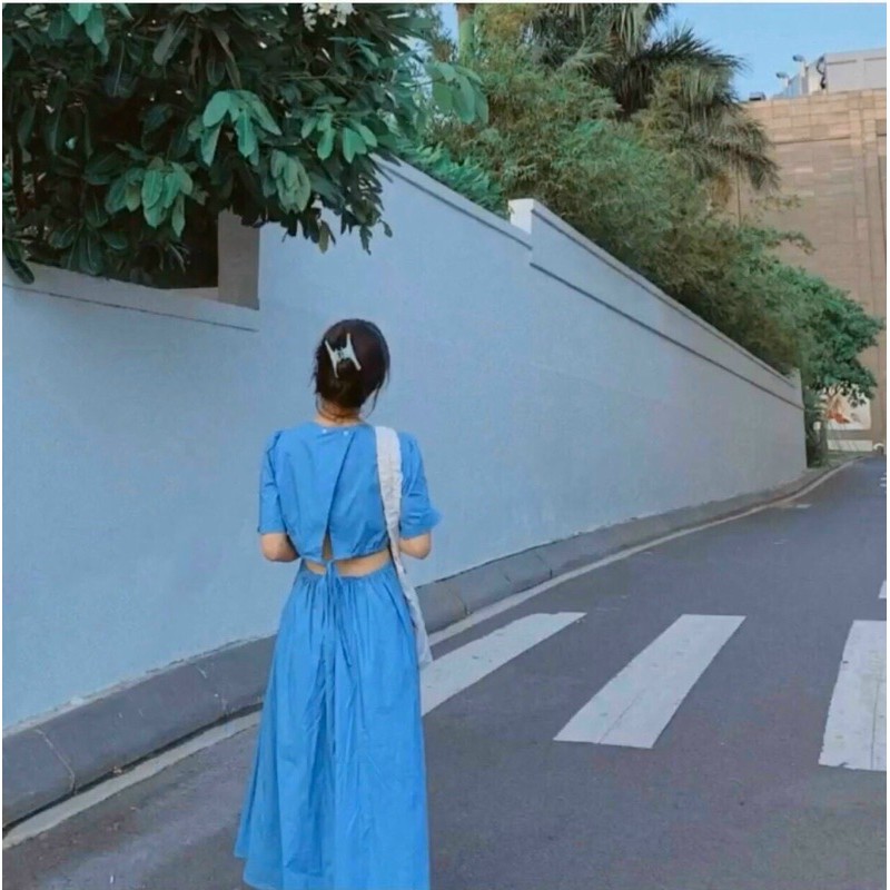 ĐẦM MiDI XANH KHOÉT LƯNG