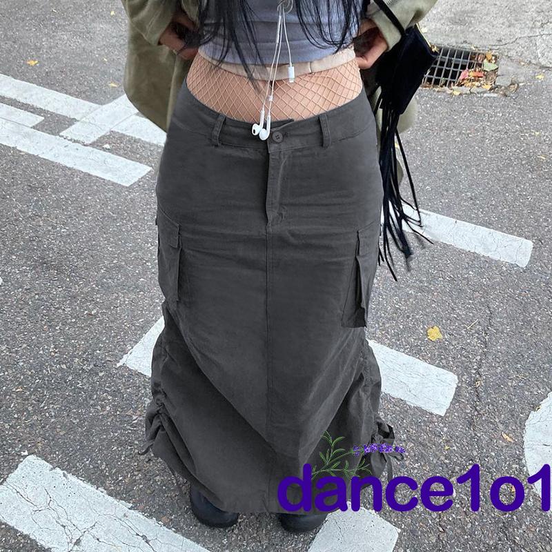 Chân Váy Midi Nhún Bèo Phong Cách Vintage Thời Trang Cho Nữ Cỡ 1O1-Harajuku