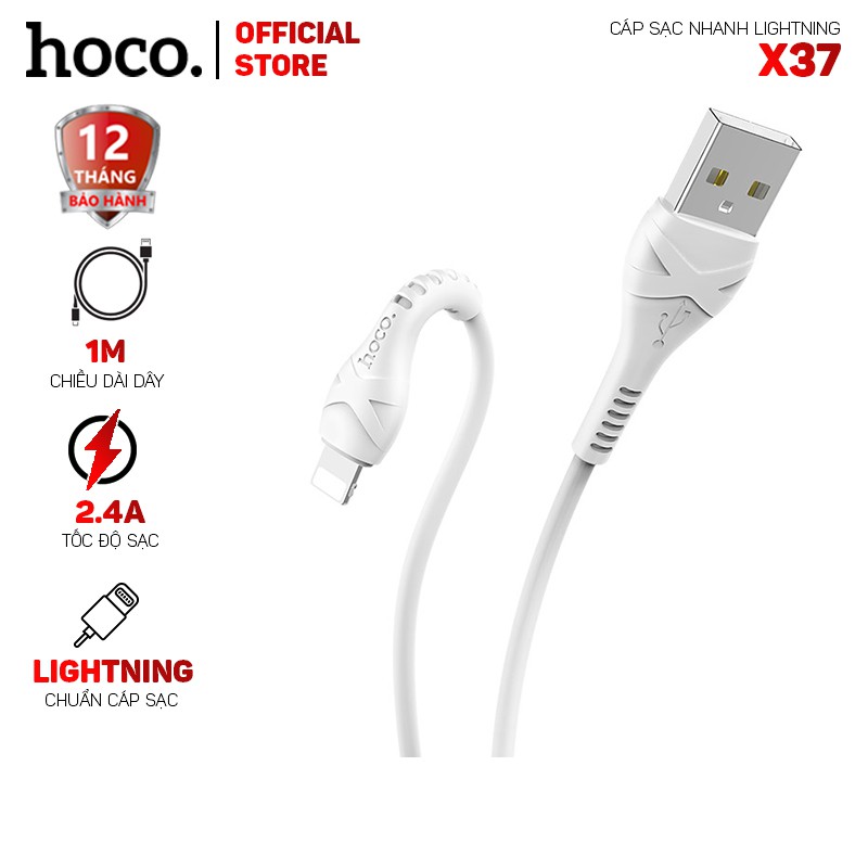 Cáp sạc nhanh Hoco X37 Lightning dài 1.0m-Dành cho thiết bị của Apple