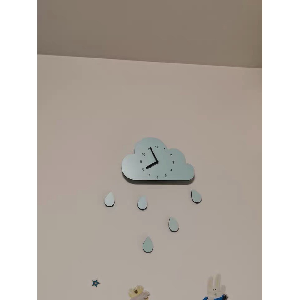 Đồng Hồ Treo Tường Gỗ Hình Đám Mây Giọt Nước - ẤM GIFT &amp;DECOR - Kích Cỡ 15 x 25 cm