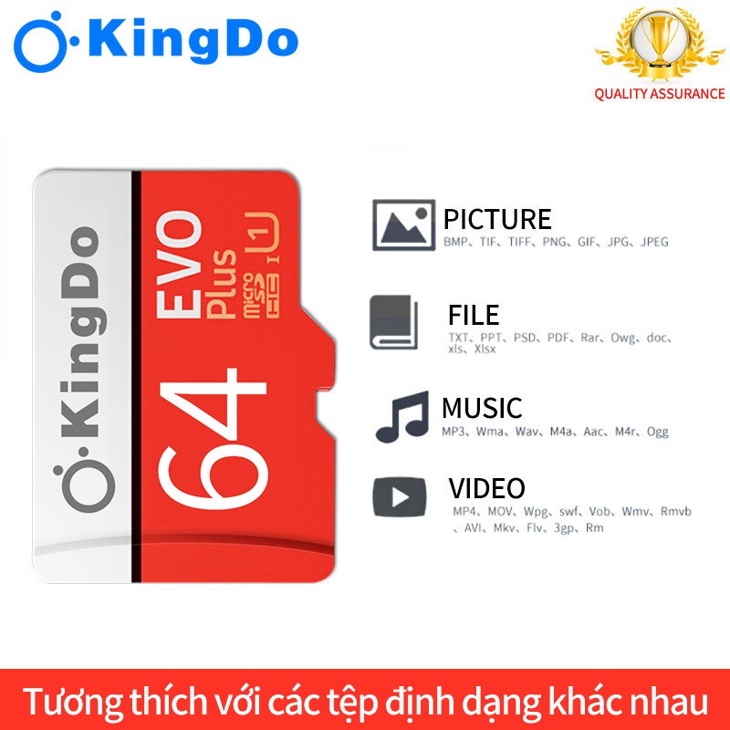 【Đồng hồ LED miễn phí】Thẻ nhớ Kingdo 64GB tốc độ cao up to 100MB/s hỗ trợ quay video full HD | BigBuy360 - bigbuy360.vn