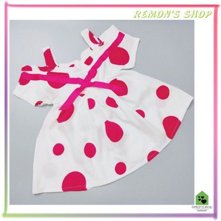 Đầm bé gái Remon chất vải đũi siêu mát hoạ tiết chấm bi kiểu rớt vai cho bé gái 7kg-18kg