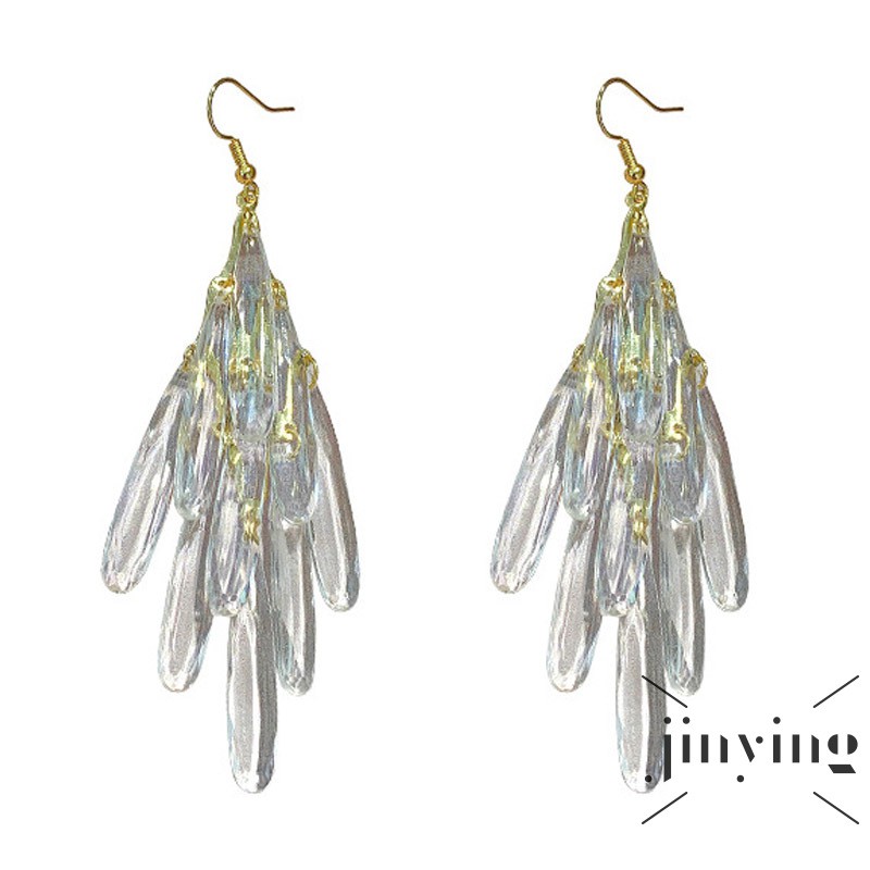 GETNOIVAS Khuyên tai pha lê dáng dài phong cách Âu Mỹ cá tính