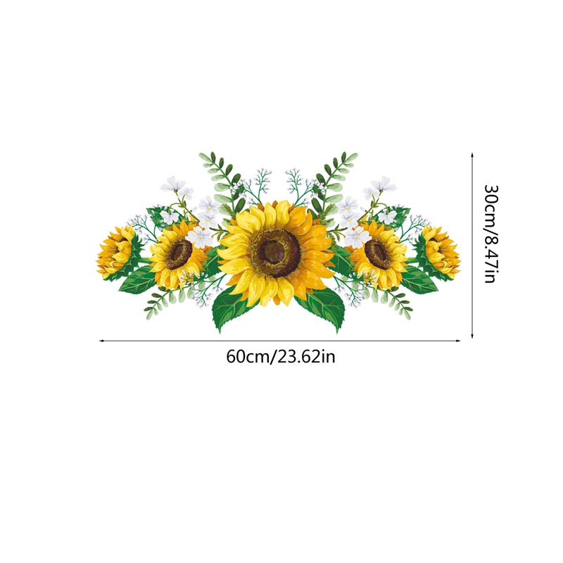 Miếng dán PVC chống thấm nước hình hoa hướng dương 3D cỡ 30*60cm trang trí tường/tủ lạnh/cửa tủ