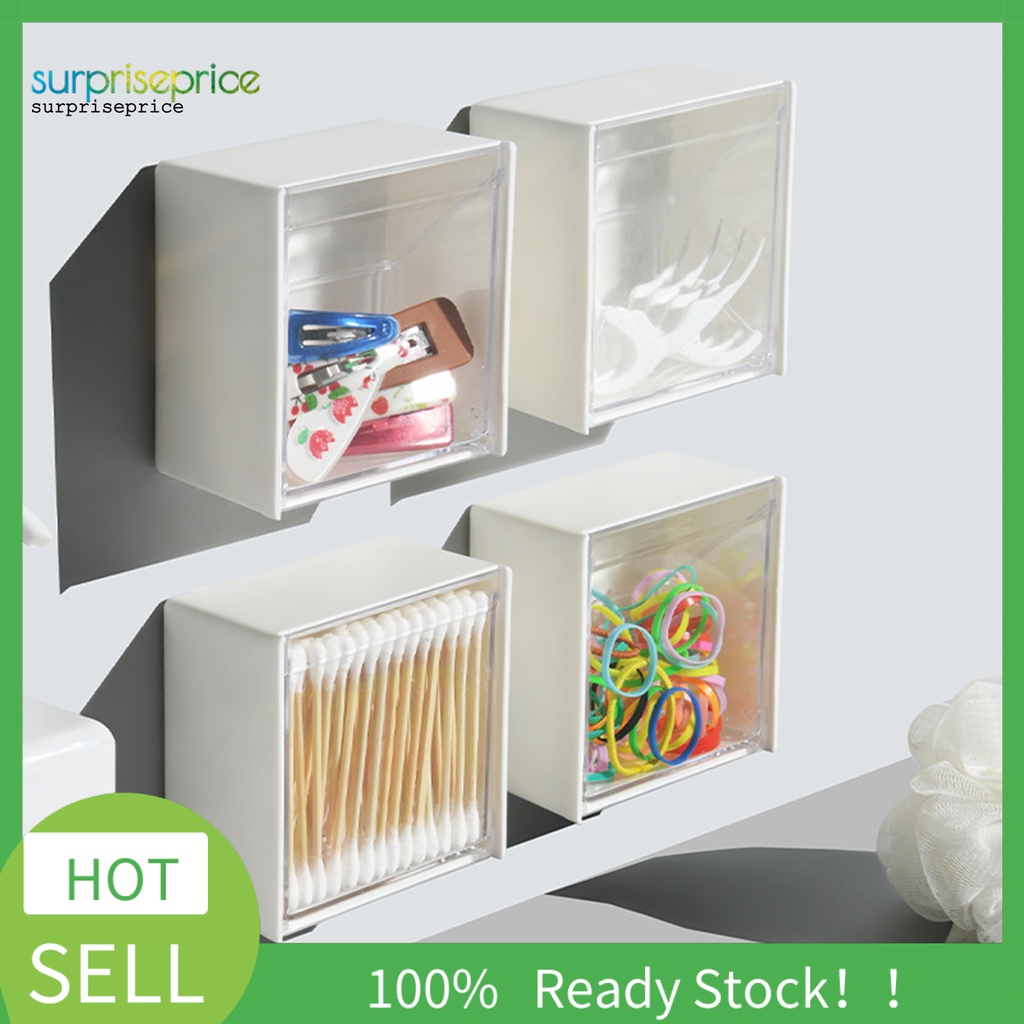 SPA Stylish Cable Holder Transparent Wall Hanging Semi-clamshell Multi-purpose Storage Box Sturdy for Storing Cotton Swabs