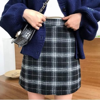 Chân váy dạ kẻ caro