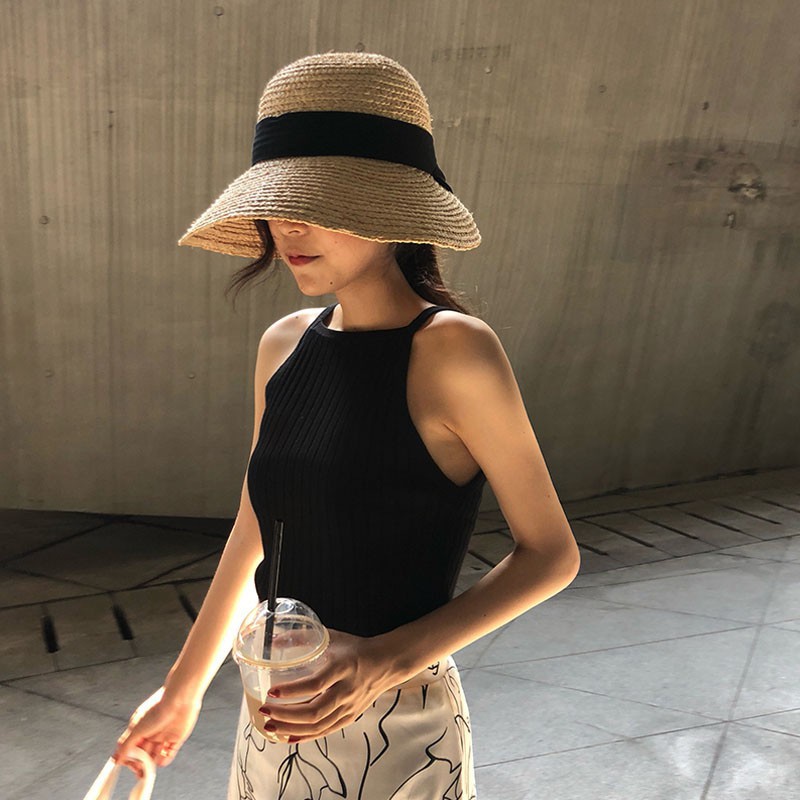 Áo hai dây dệt kim màu trơn ôm sát quyến rũ