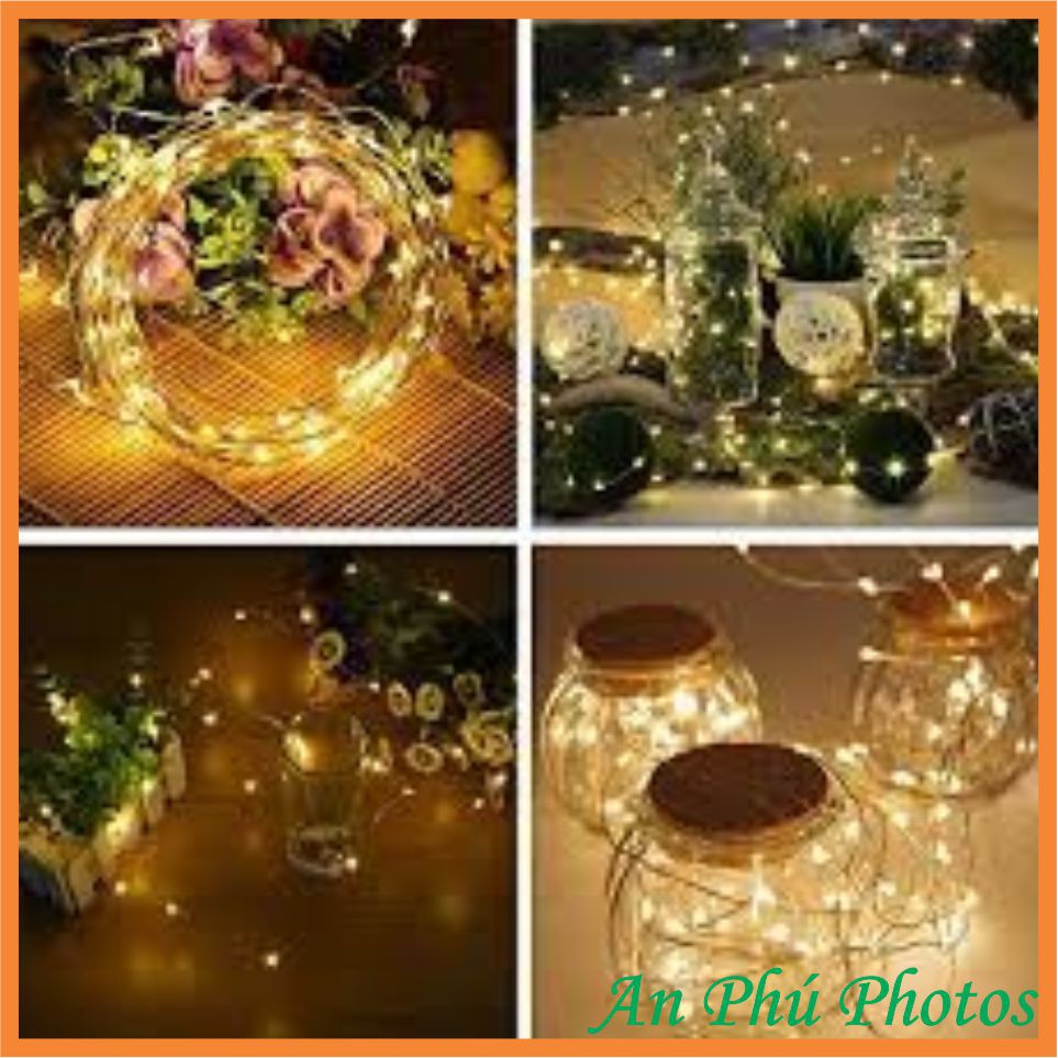 Dây Đèn Led Dùng Pin - Đèn Đom Đóm - Fairy Lights Loại 2m, 3m mầu vàng (có kèm pin)