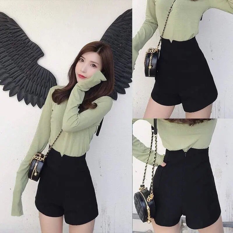 Quần short cạp cao của phụ nữ mùa xuân và mùa hè năm 2021