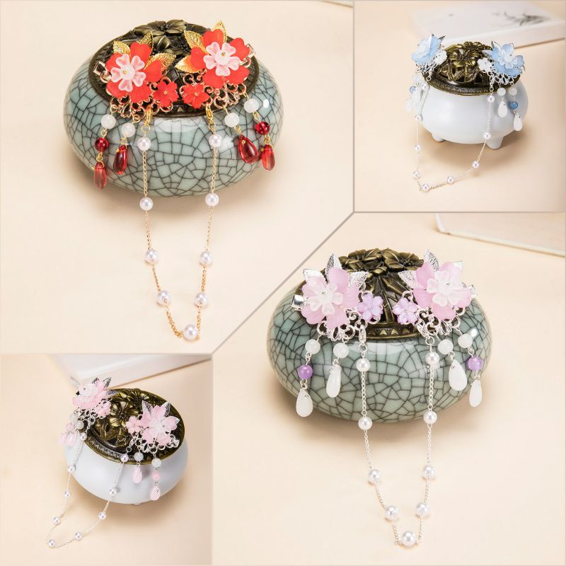 KẸP TÓC CỔ PHONG CỔ TRANG HOA ĐÀO CÁNH TIM 5 CÁNH