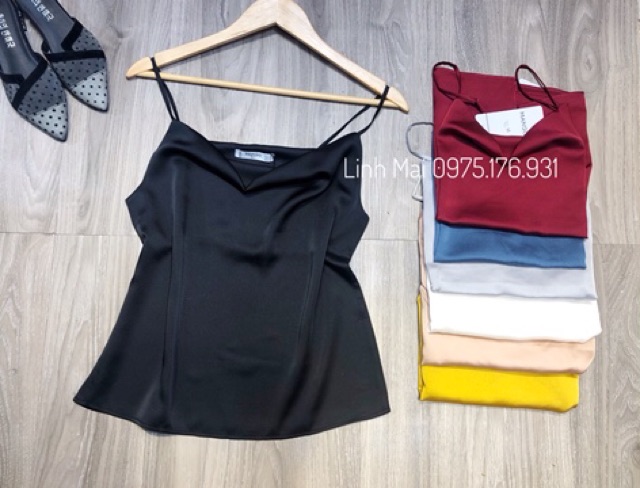 Áo 2 dây cổ đổ sang chảnh, chất lụa satin đẹp