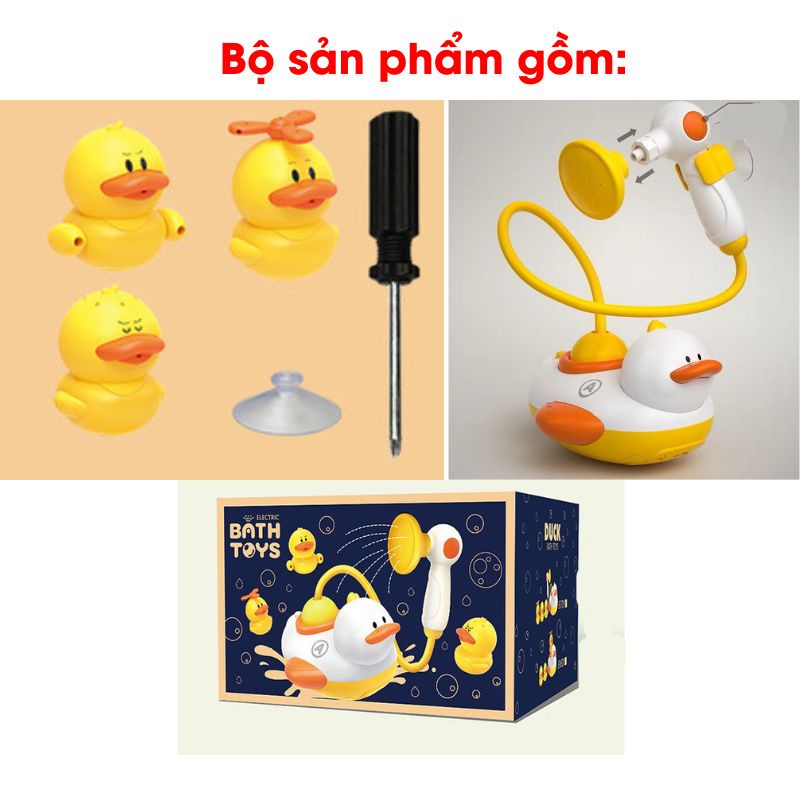 Đồ chơi vịt phun nước nhà tắm cho bé tặng kèm 3 pin AA BBTOYS 86