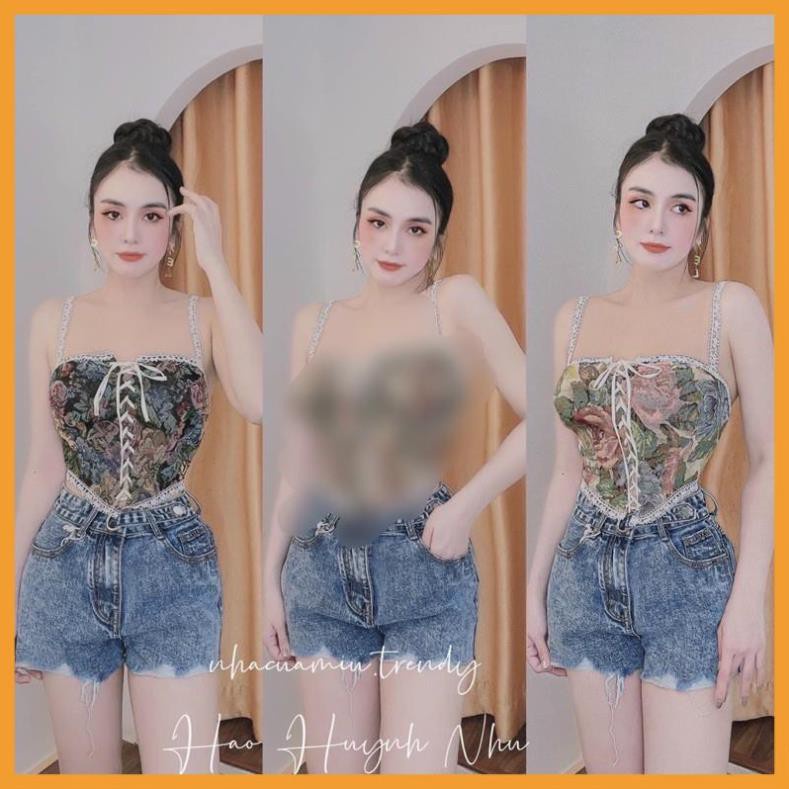 [ MÃ DATAS20K3DT GIẢM 20% ĐƠN 500K ] ÁO GẤM CROPTOP VIỀN REN ( có ảnh và video thật )