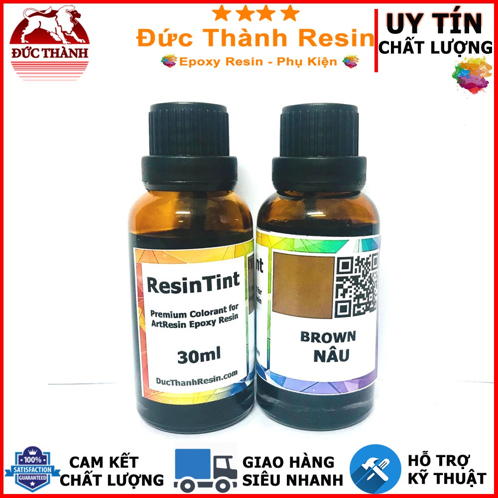 Màu trong suốt xuyên thấu pha Epoxy Resin - Màu hiệu ứng kính - BROWN Nâu - 30ml ducthanhauto