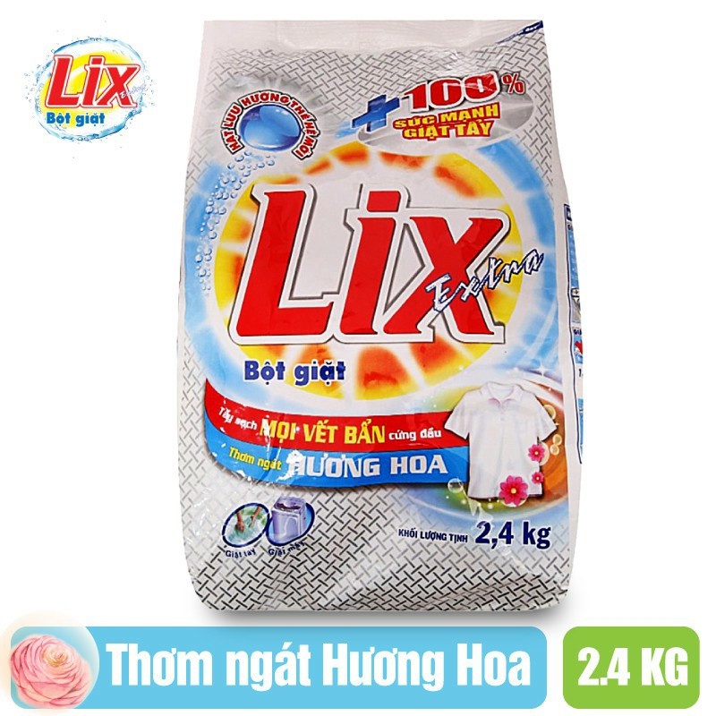 Bột Giặt Lix Extra Hương Hoa 2,4kg - Tẩy Sạch Vết Bẩn Cực Mạnh