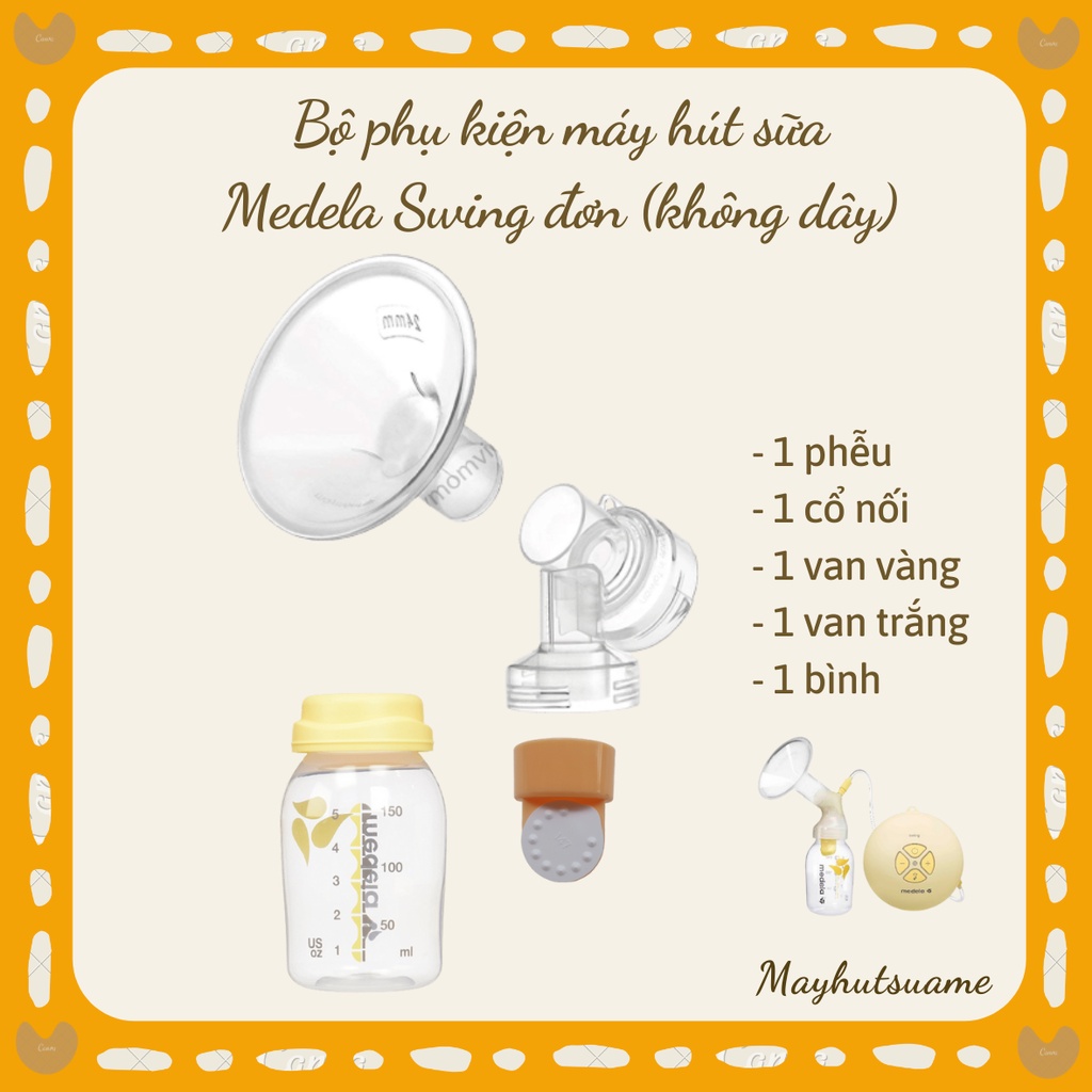 Bộ phụ kiện máy hút sữa Medela Swing đơn không dây - Sản xuất bởi thương hiệu Maymom