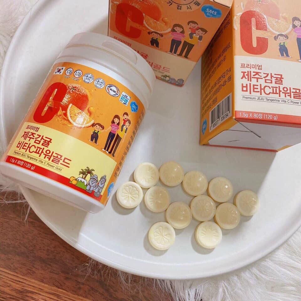 Kẹo Vitamin C Premium Jeju Tangerine Power Gold Hàn Quốc, Tăng Cường Hệ Miễn Dịch Cho Cơ Thể - Hộp 80v [ CHÍNH - HÃNG ]