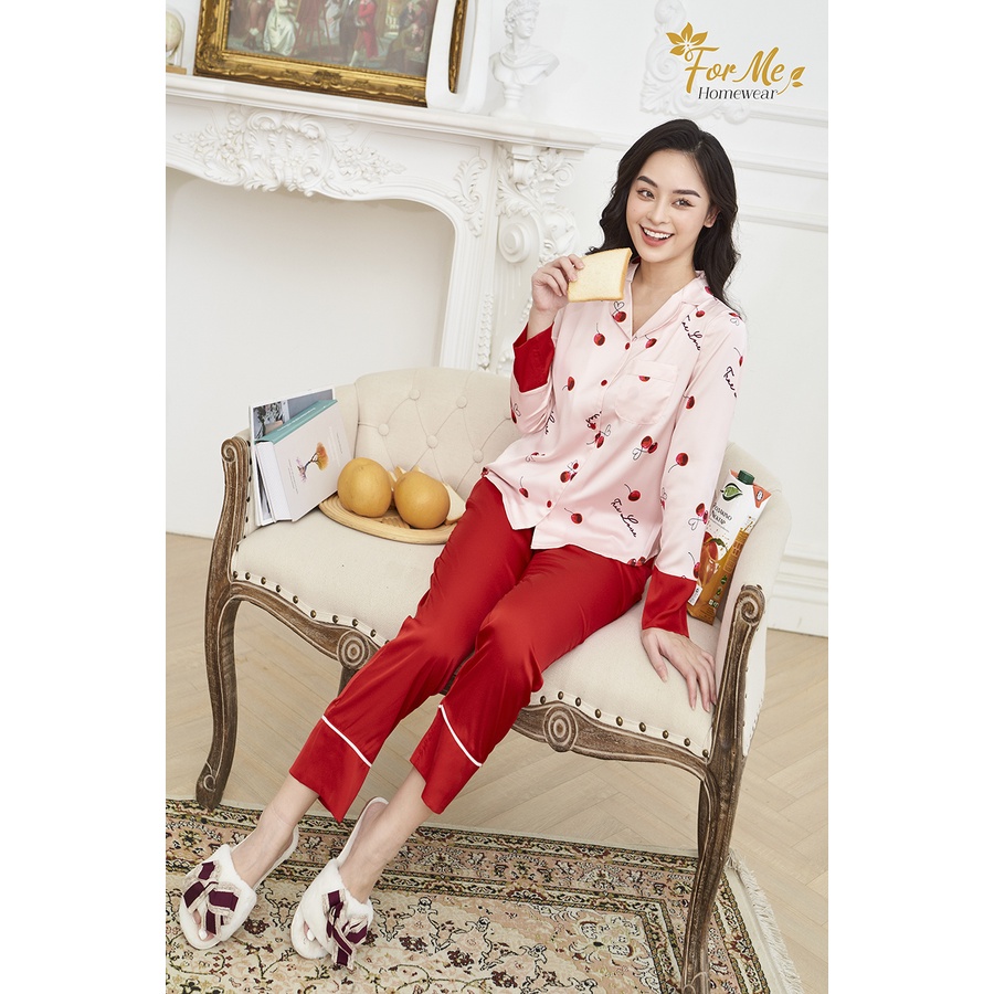 Bộ đồ ngủ, mặc nhà chất Lụa Giấy Luxury DÀI TAY BỘ PHỐI QUẦN 04 ,forme pijama