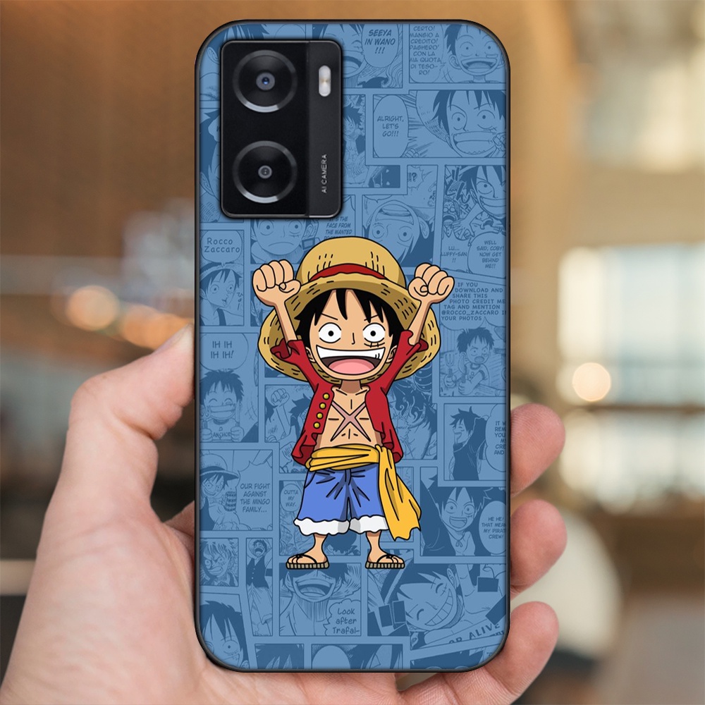Ốp lưng Oppo A57 4G viền đen in hình Luffy One Piece