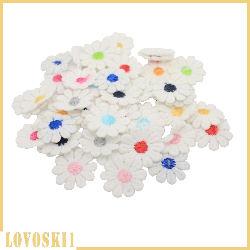 [LOVOSKI1]50Pcs SMALL DAISY FLOWER Embroidered Sew On Patches for Bags Clothes Decor