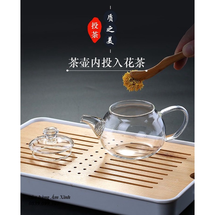 Bình thủy tinh pha trà có lưới lọc dung tích 250 ml