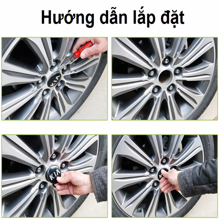 Logo chụp mâm, ốp lazang bánh xe ô tô Kia đường kính 58mm