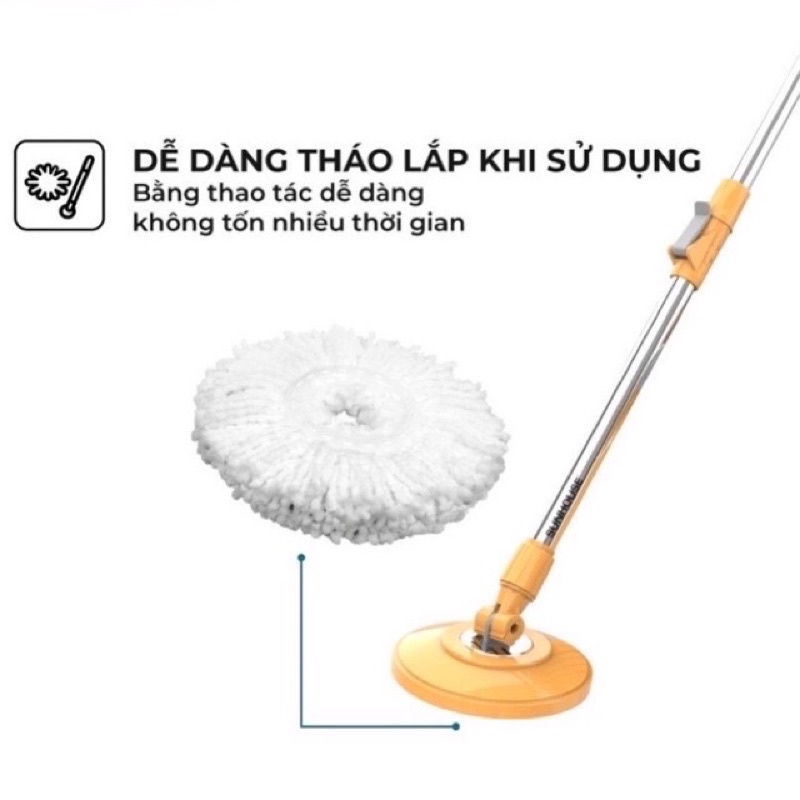 BÔNG LAU NHÀ MICROFIBER XOAY 360 ĐỘ SUNHOUSE KS-CO350M