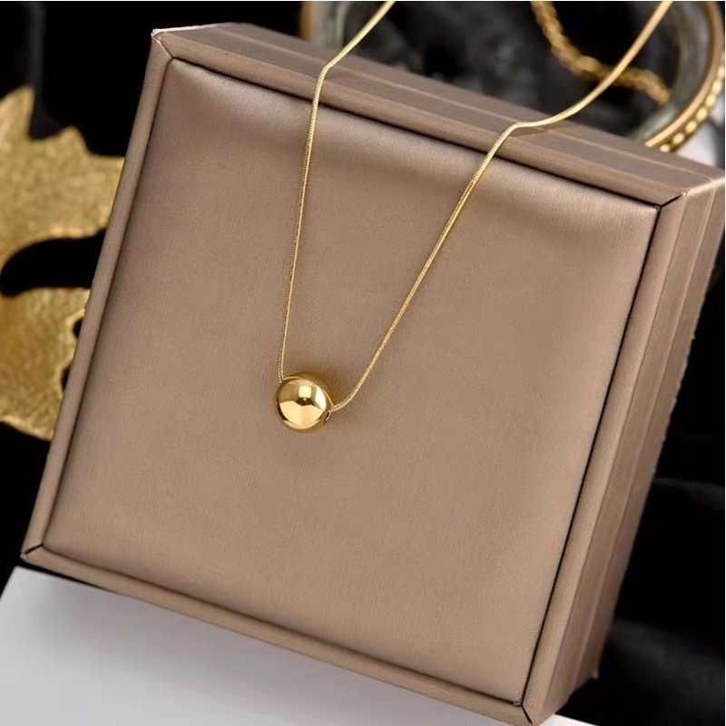 [Không đen gỉ] Dây chuyền nữ thép titan kiểu lụa mặt tròn đơn giản TB535