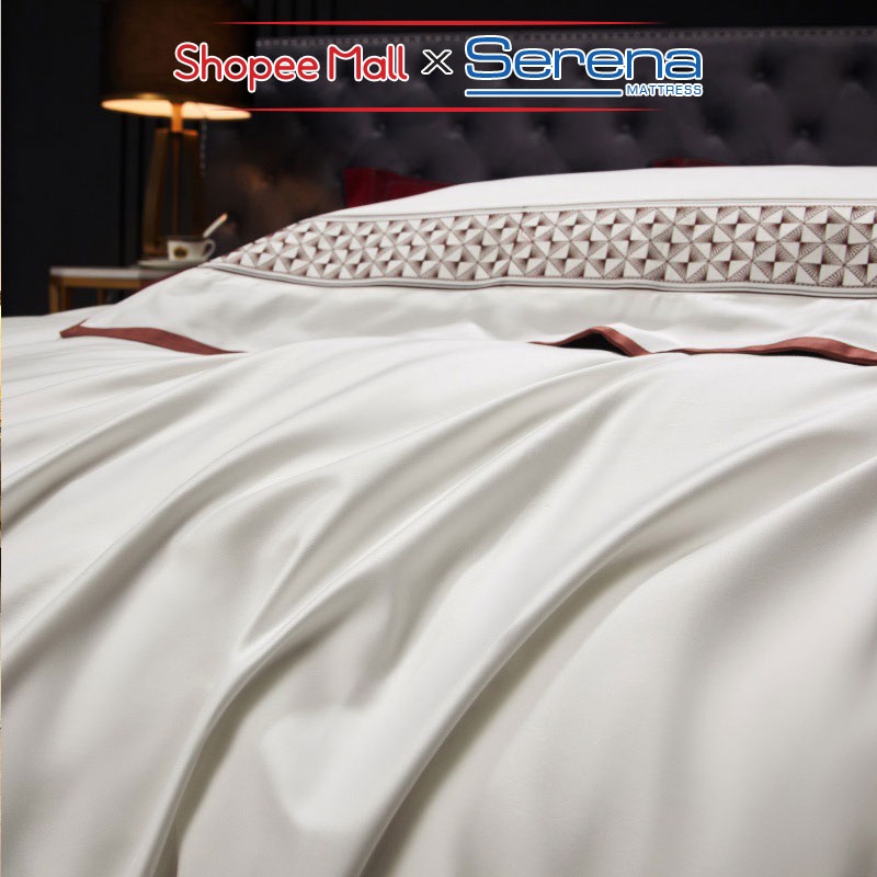 Chăn Ga Gối Nệm 5 Món Lụa Satin SERENA Cao Cấp Combo Full Vỏ Ra Drap Đệm Trải Bọc Giường Trần Bông Chính Hãng