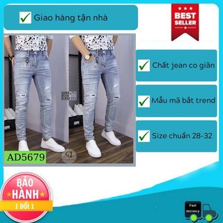 Quần jean nam chất bò hàng vnxk kiểu ms5679 ống ôm hàn quốc jean co giãn cao cấp size 28-32