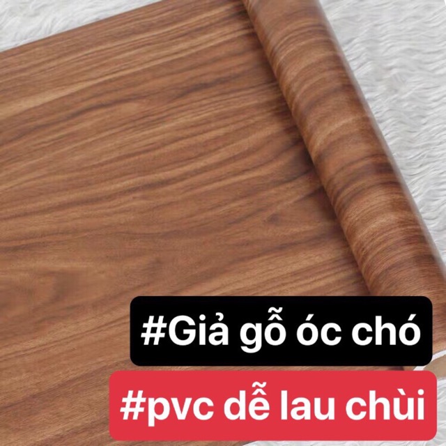 Giấy dán tường giả gỗ óc chó - decal dán tường 10M*60cm