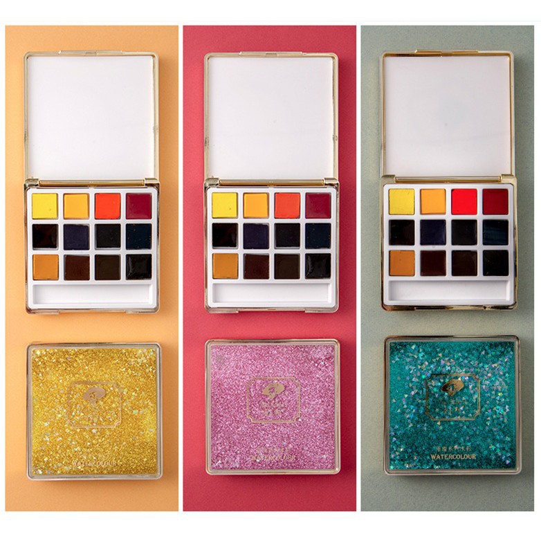 [ TÂM TÂM ]-Màu nước Paul Rubens hộp lấp lánh 12 màu (Tặng cọ nước)-