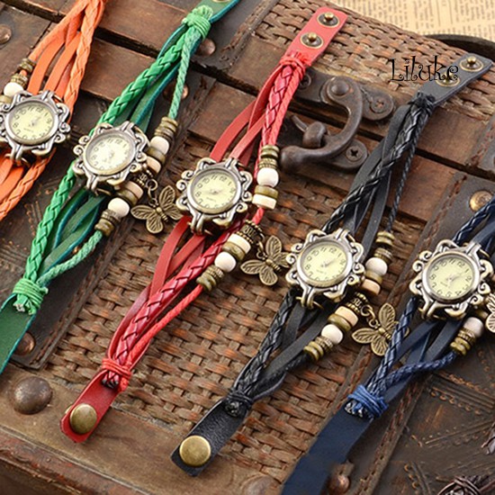 Đồng Hồ Dây Đeo Giả Da HọA TiếT Bươm BướM ThờI Trang Cho Nữ