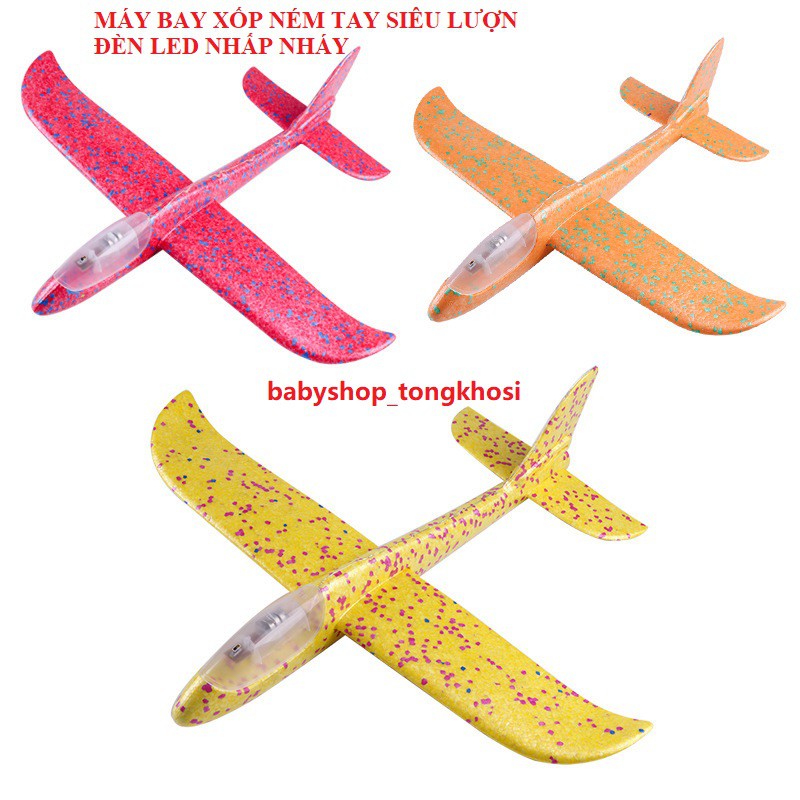Máy Bay Xốp Siêu Lượn Megagift Cỡ To Máy Bay Xốp Ném Tay Nhiều Màu có đèn led phát sáng