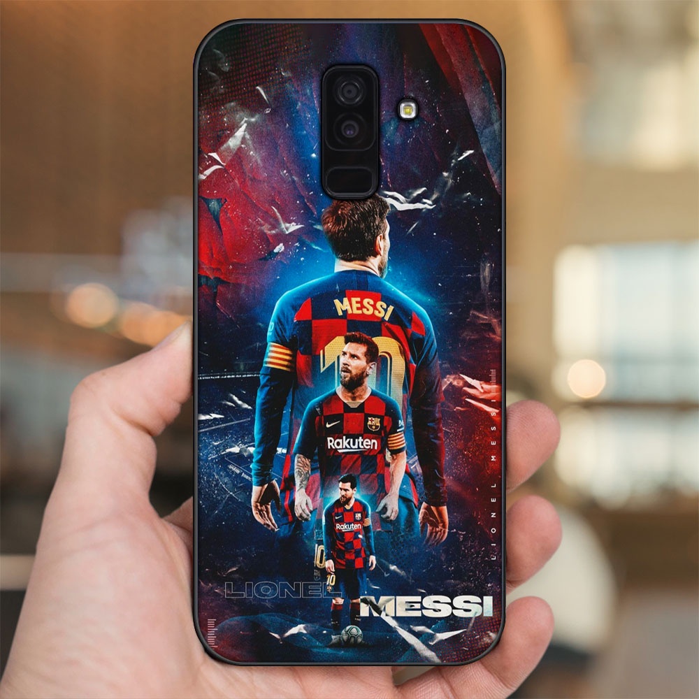 Ốp lưng Samsung A6 Plus viền đen in hình Lionel Messi Barcelona PSG