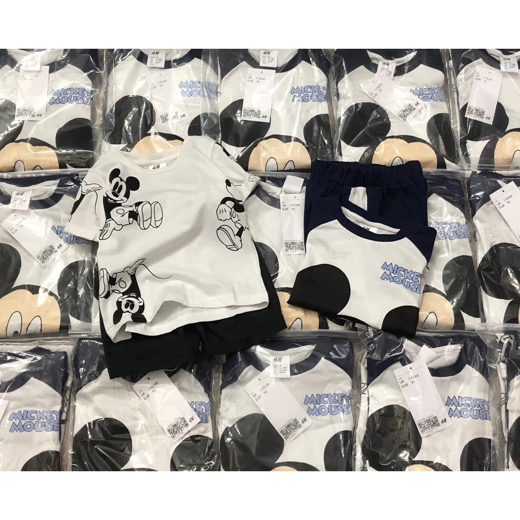 Combo 2 bộ thun cotton mềm mại Mialy Kids hình in Mickey cho bé (9-23kg) - Chất co dãn, mát mẻ