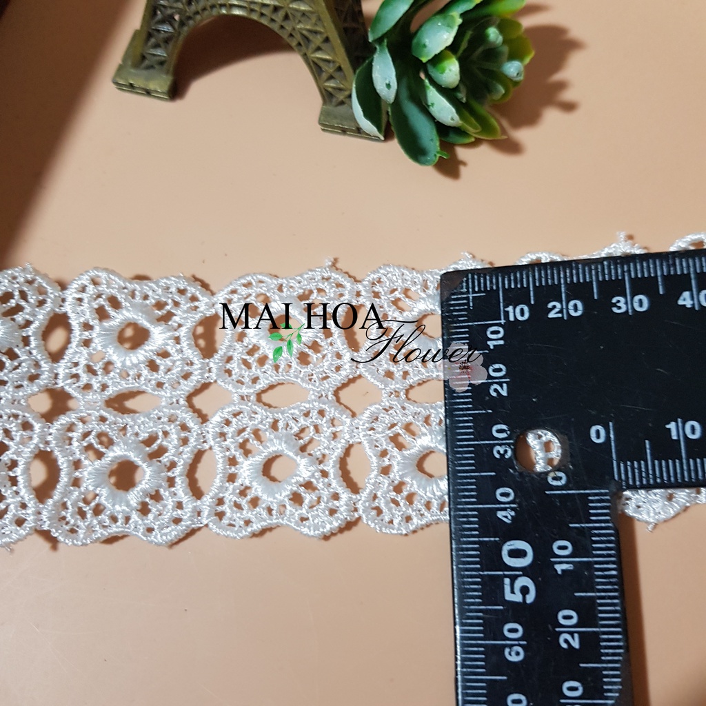 RC1 Cuộn 20 mét ren viền váy áo ren chỉ trắng dùng may đồ rộng 4cm Maihoaflower