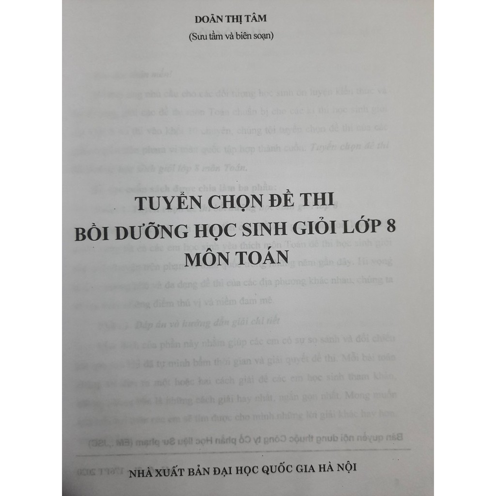 Sách - Tuyển chọn Đề thi bồi dưỡng học sinh giỏi môn Toán Lớp 8