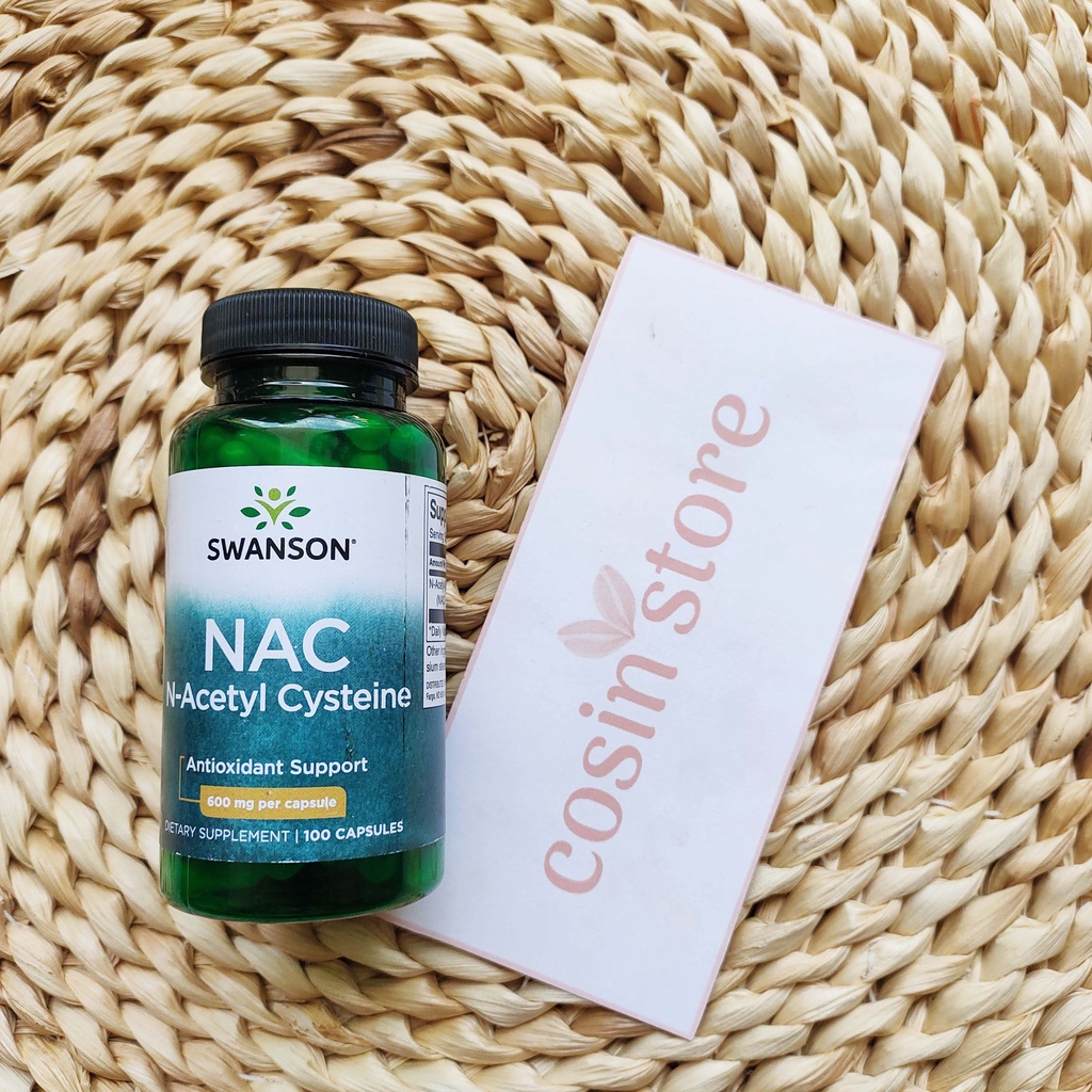 Viên uống Swanson NAC N-Acetyl Cysteine 600mg 100 viên - Hỗ trợ chống oxy hóa , sáng da Coisn Store