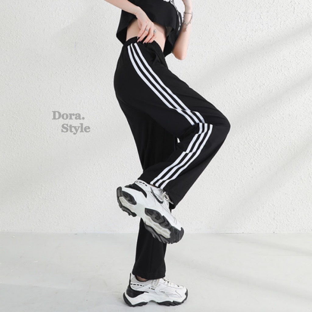 Quần Jogger Unisex Quần Thể Thao Có Sọc Bo Gấu Dora Style