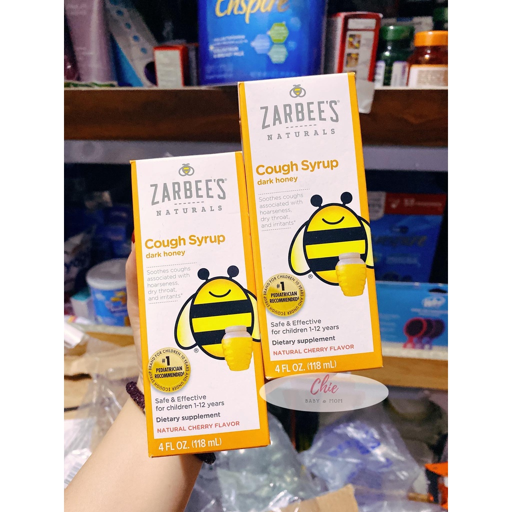 [ Hàng Mỹ] Siro ho Zarbee's Cough with Dark Honey - Siro mật ong đen cho bé chai 118ml
